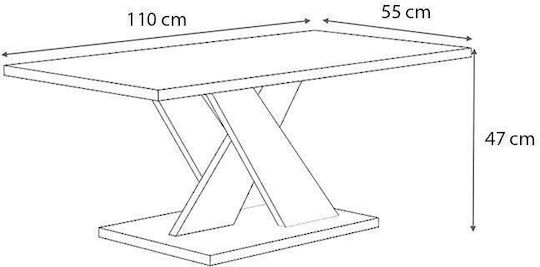Rectangular Central Coffee Table Marcello Wooden Anthracite / Sonoma L110xW55xH48cm