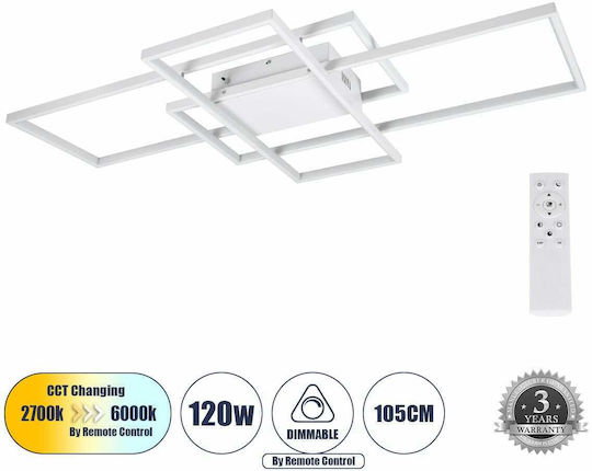 GloboStar Quadra Plafonieră de Tavan 105buc Albă cu LED Integrat și Telecomandă