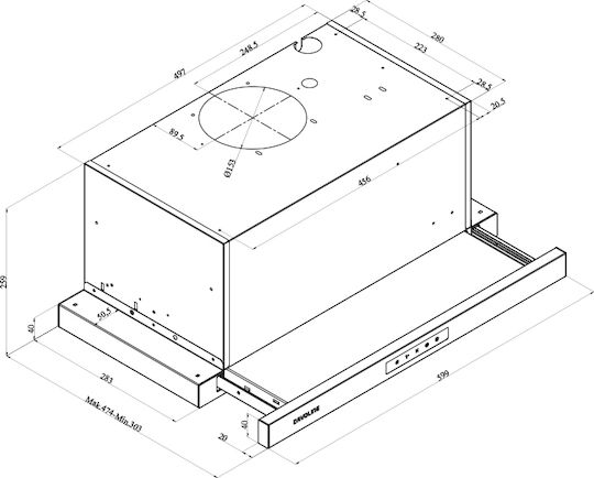 Davoline Ios Pro 60 Sliding Vent Hood 60cm Inox