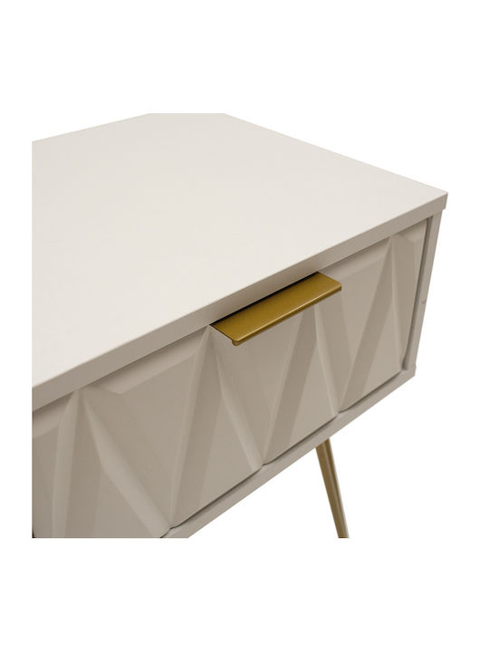 Bedside Table Isla Wooden White Painting - Gold 42x35x55cm