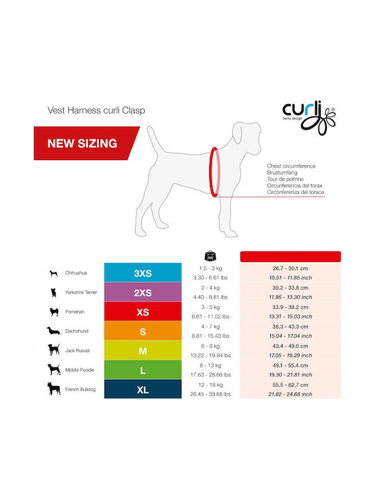 Curli Dog Harness Vest Clasp Air-Mesh Red Medium 43-49cm
