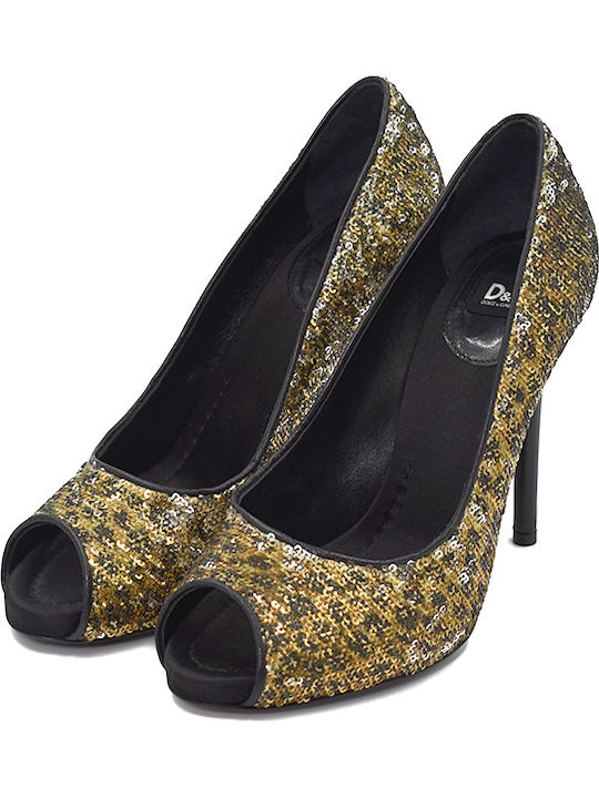 Peeptoe Pumps Goldene