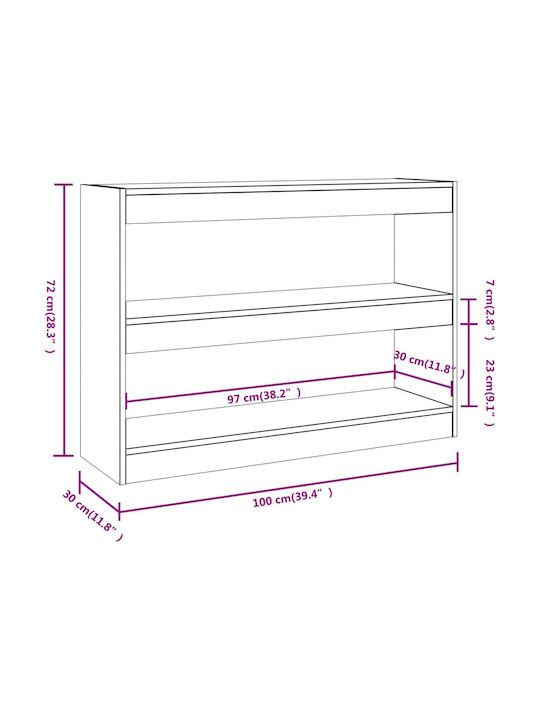 Bibliothek Grau / Sonoma 100x30x72cm