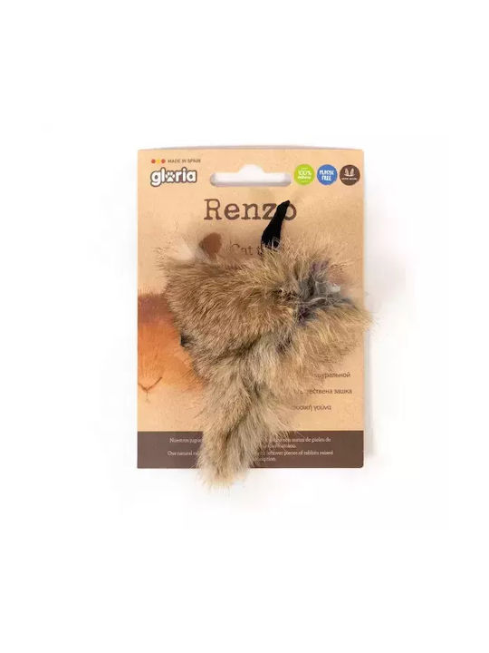 Gloriapets Renzo Cat Toy Mouse with Natural Leather Mouse