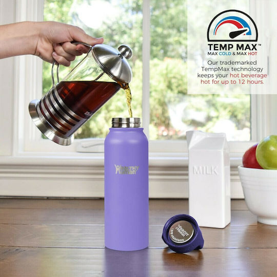 Healthy Human Stein Bottle Recyclable Thermos Bottle Stainless Steel BPA Free 620ml Lilac With Loop