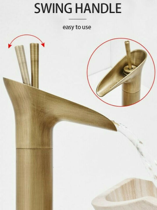 P81-3 Mixing Waterfall Sink Faucet Bronze