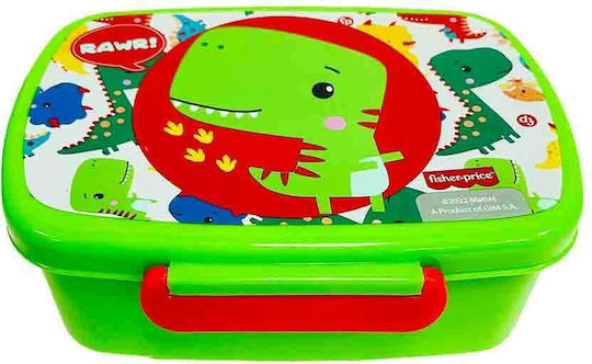 Fisher Price Micro Dinosaur Πλαστικό Παιδικό Δοχείο Φαγητού Πράσινο 17.5 x 11.5 x 5.5εκ.