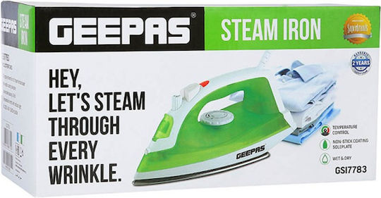 Geepas GSI7783 Steam Iron 1600W with Ceramic Plate and Continuous Steam Supply 25g/min