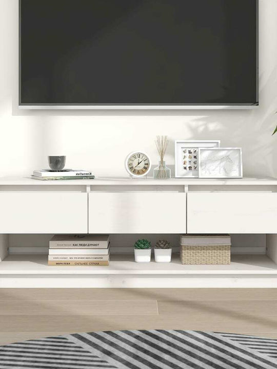 TV Stand from Solid Wood White L110.5xW34xH40cm