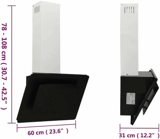 vidaXL Απορροφητήρας Καμινάδα 60cm Μαύρος