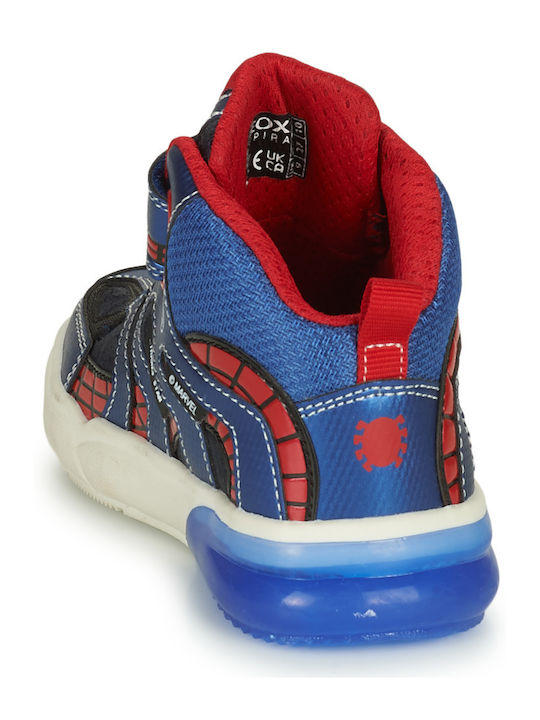 GRAYJAY Παιδικά Sneakers High Ανατομικά με Σκρατς & Φωτάκια Μπλε