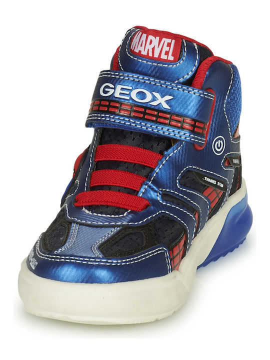 GRAYJAY Παιδικά Sneakers High Ανατομικά με Σκρατς & Φωτάκια Μπλε