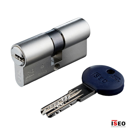 ISEO Lock Cylinder Security R7 80mm (30-50) with 5 Keys Silver