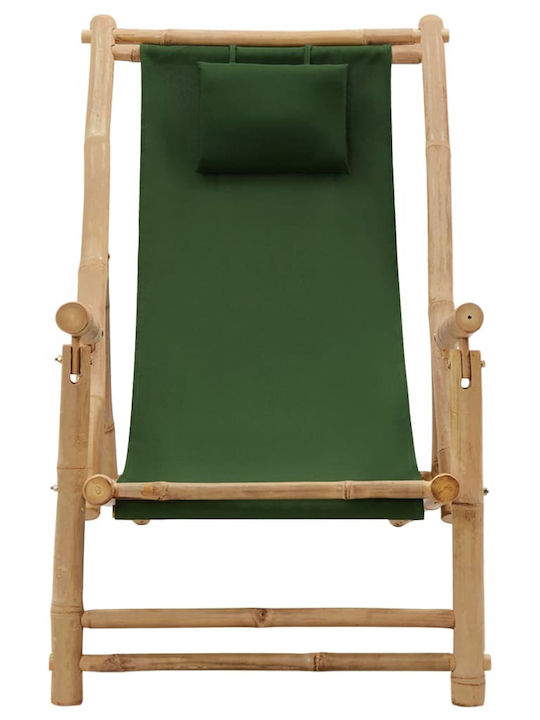 Sezlonguri Bambus cu Brațe & Verde Material 60x106x90cm