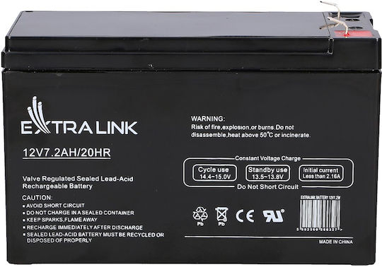 Extralink Μπαταρία UPS με Χωρητικότητα 7.2Ah και Τάση 12V EX.6327 1τμχ