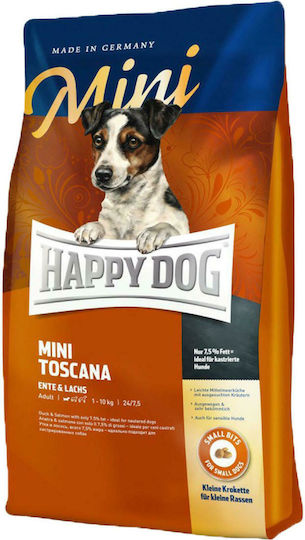 Happy Dog Mini Toscana 1kg Ξηρά Τροφή χωρίς Γλουτένη για Ενήλικους Στειρωμένους Σκύλους Μικρόσωμων Φυλών με Πάπια και Σολομό