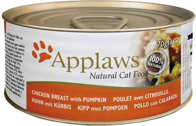 Applaws Natural Cat Food Wet Food for Adult Cats In Can with Pumpkin / Chicken 1pc 70gr