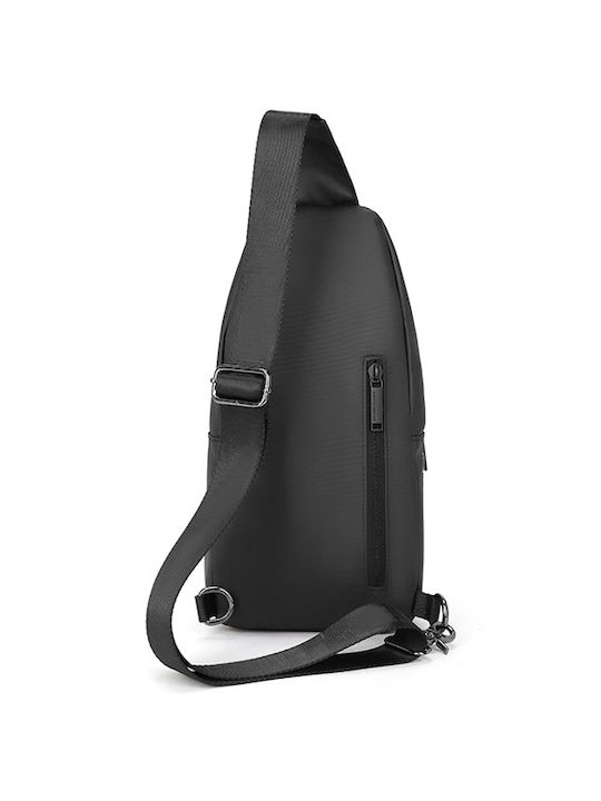 Arctic Hunter Sling Bag with Zipper, Internal Compartments & Adjustable Strap Black 18.5x4x34cm