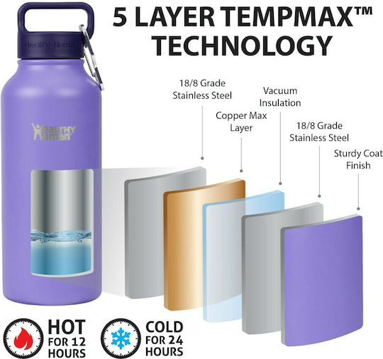 Healthy Human Stein Bottle Recyclable Bottle Thermos Stainless Steel BPA Free 946ml Purple with Straw