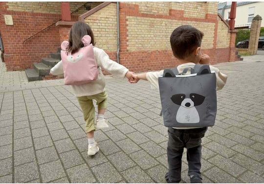 Laessig Racoon Kids' Insulated Backpack Lunch Bag Gray 28x11x34cm