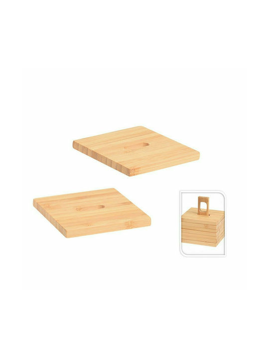 Excellent Houseware Suport pentru pahare Lemn cu Suport Bej 9x9cm 6buc