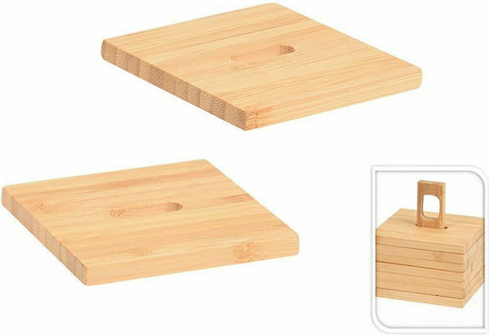 Excellent Houseware Σουβέρ Ξύλινο με Βάση Μπεζ 9x9cm 6τμχ