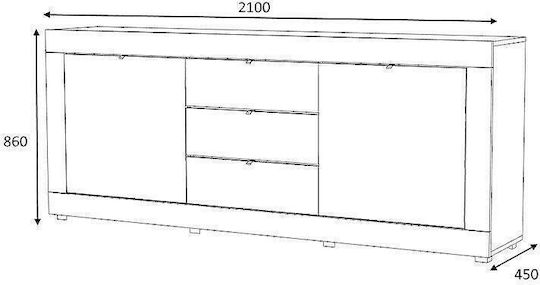 Мебели за съхранение Ocean дървен с чекмеджета Сонома 210x45x86см