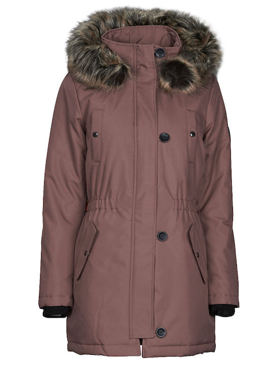 Lungă Jachetă de femei tip parka Rose Brown