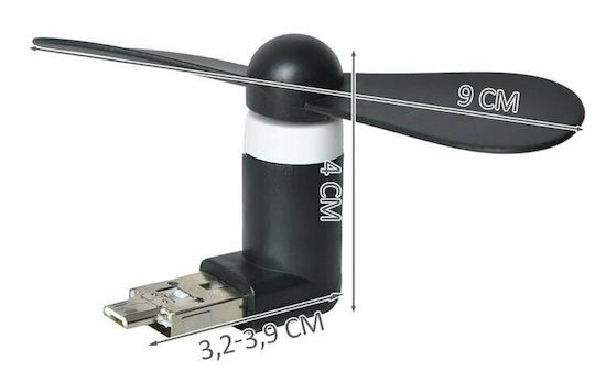 Ventilator Mini USB / Micro USB de Telefon Mobil Negru