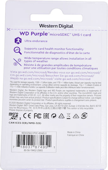 Purple microSDXC 256GB U1 UHS-I