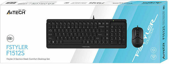 A4Tech Fstyler Combo F1512S Σετ Πληκτρολόγιο & Ποντίκι Ελληνικό