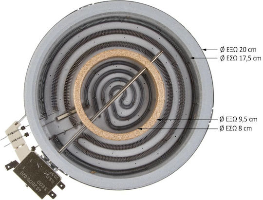 Κεραμική Εστία Μάτι Κουζίνας E.g.o Ø 200mm-95mm 2100w Διπλή