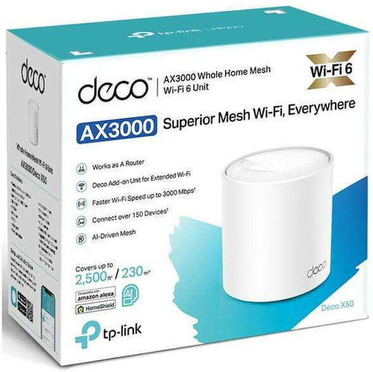 TP-LINK Deco X50 v1 Access Point with Mesh Wi‑Fi 6 Dual Band (2.4 & 5GHz) Single Kit