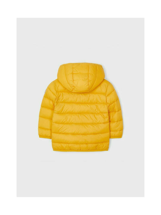 Mayoral Kids Quilted Jacket Long with Lining & Hood Yellow