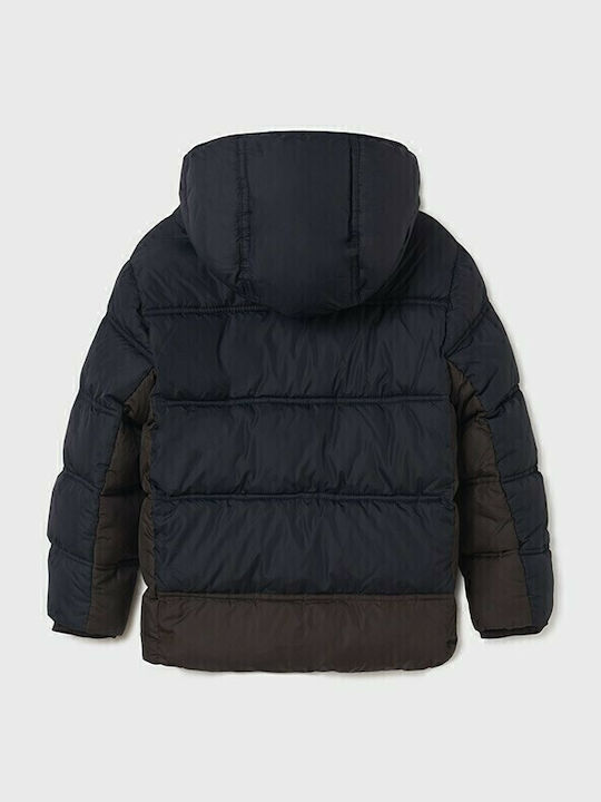 Kids' Quilted Jacket Long with Hood Navy Blue