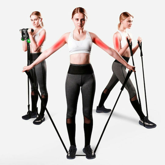 Aoke Roller 4 Wheel Abdominal Wheel Black with Anti-Slip Handles, Mat & Resistance Bands