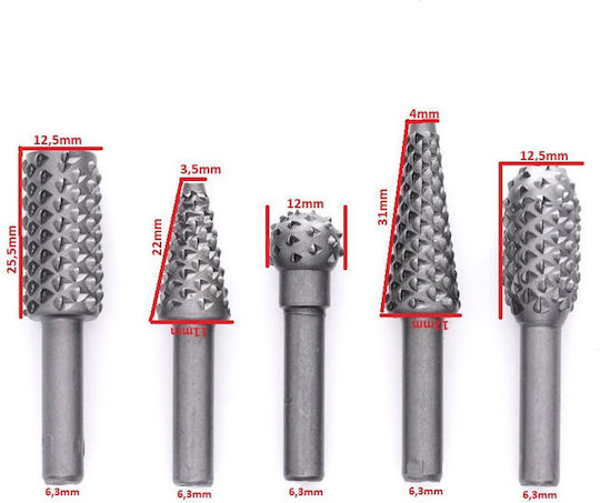 Tagred Set Freze Lemn Set Freze pentru Metal \ Lemn 6.3mm 5buc