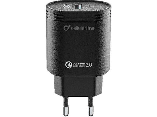 Cellular Line Ladegerät ohne Kabel mit USB-A Anschluss 18W Schwarzs (ACHHUUSBQCK)