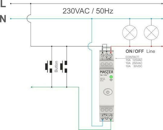 Master Διακόπτης Ράγας WiFi 230V 8A