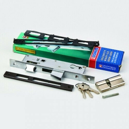 Domus Recessed Lock Front door Recessed Locks with Cylinder and Center 30mm Silver Left