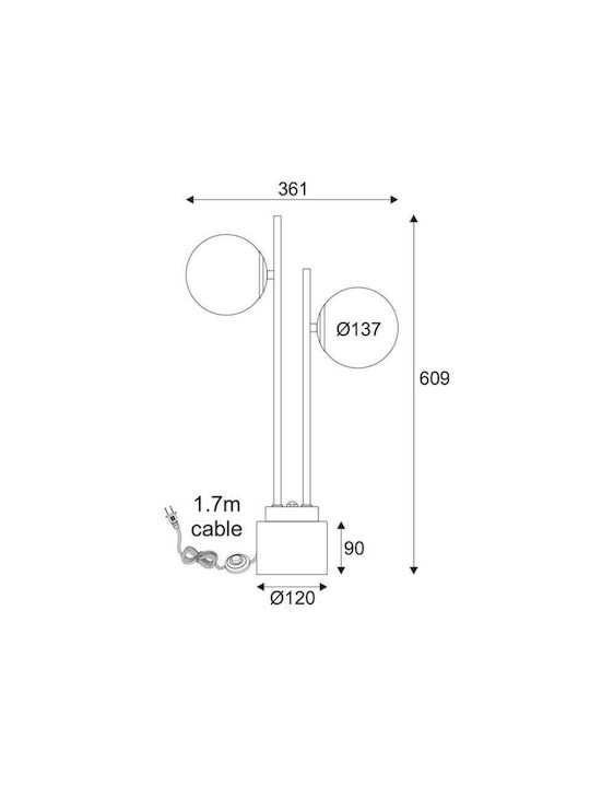 Aca Quadro Dekorative Lampe mit Fassung für E14 Lampe Schwarz