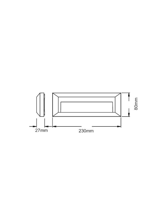 Aca SLIM32 Wall-Mounted Outdoor LED Ceiling Lamp IP65 2W with Warm White Light 23x8x2.7cm