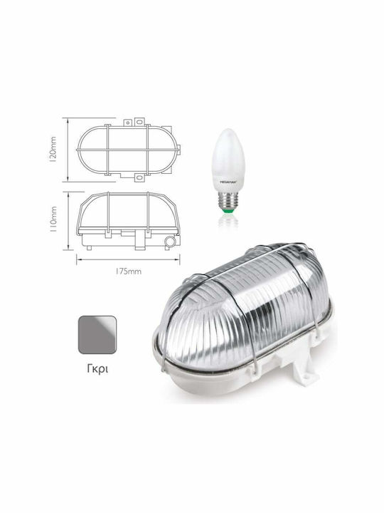 Fos me Wall-Mounted Outdoor Turtle Light IP44 E27 Gray