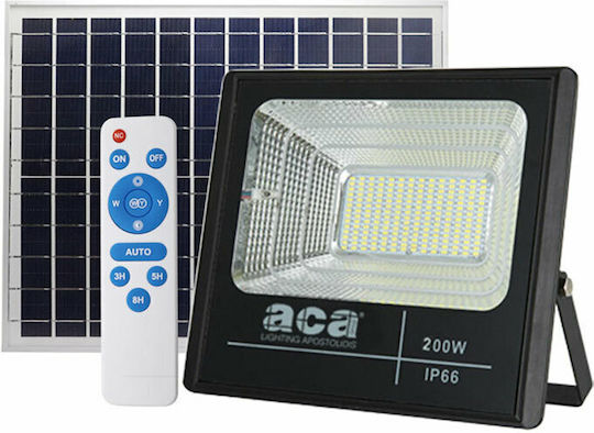 Aca Waterproof Solar LED Floodlight 200W Cold White 6000K with Remote Control IP66