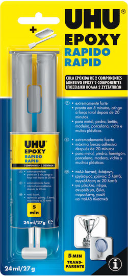 UHU Rapid Epoxy Metal Glue 2-Component Transparent 24ml 63006