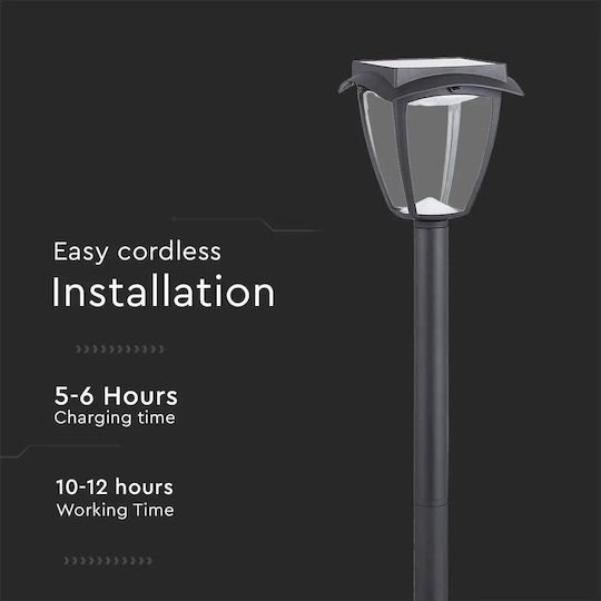 V-TAC Led Garten 2w Schwarz Solarleuchte Boden Column 2W 110lm mit Natürliches Weiß Licht 4000K IP65 94cmx94cmx15cmcm