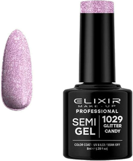 Elixir Semi Gel Semi-Permanent Nail Polish 1029 Glitter Candy with Glitter 8ml 842-1029