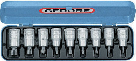 Gedore Καρυδάκια με Μύτες Torx και Καρέ Υποδοχής 1/2'' Σετ 9τμχ