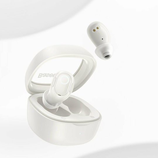 Baseus Bowie WM02 In-ear Bluetooth Handsfree Ακουστικά με Θήκη Φόρτισης Λευκά