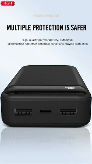 XO PR136 Power Bank 20000mAh με 2 Θύρες USB-A Μαύρο